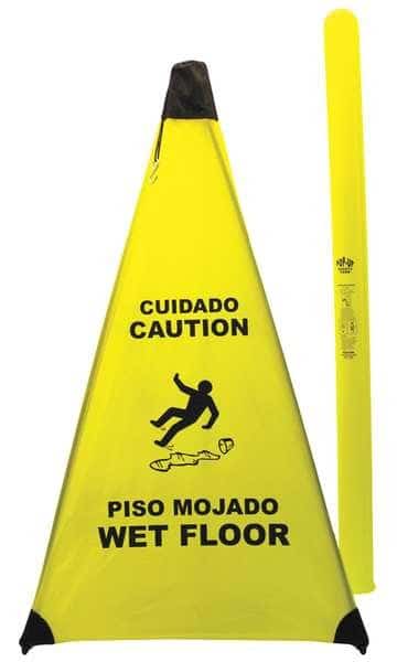 Soft Safety Sign, 31 in Height, 18 in Width, Nylon, Triangle, English, Spanish, NOVUS PRODUCTS, Mfr# PC131