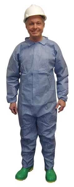 Coverall, XL, Flame Resistant Fabric, Zipper with Storm Flap, Elastic Cuff, Serged Seam