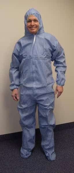 Coverall, L, Flame Resistant Fabric, Zipper with Storm Flap, Elastic Cuff, Serged Seam