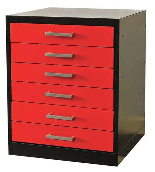 Drawer Pedestal,24 x 24 x 32H,Black/Red, Mfr#: FKWP4432-6D-BR-HT, HALLOWELL