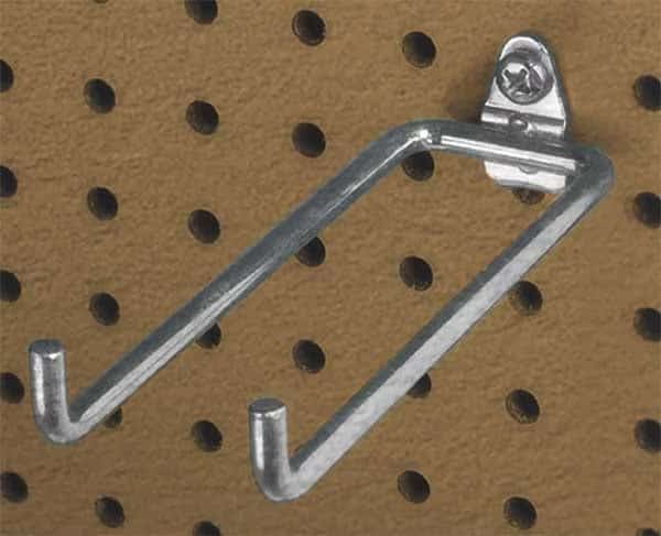 5-3/4 In. Double Rod 80 Degree Bend Steel Pegboard Hook for 1/8 In. and 1/4 In. Pegboard, PK10