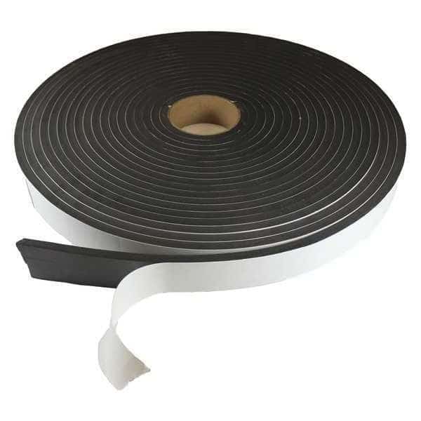 Foam Roll, Water-Resistant Closed Cell, 1/2 in W, 50 ft L, 3/16 in Thick, Black