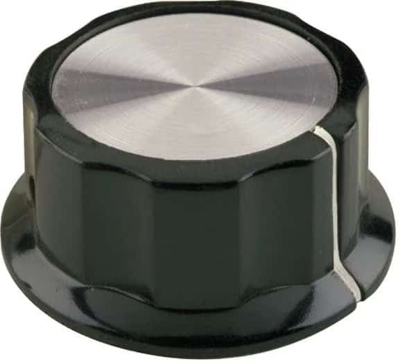 Control Knob, 1/4" Thread Size, Bushing, Brass Type, 10.47" c'bore