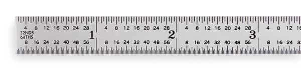Steel Rule, Flexible, 12In, 32/64/10/100ths