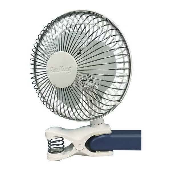 6" Blade Dia Portable Clip Fan, Non-Oscillating, 2 Speeds, 120VAC, White, Tilting Head