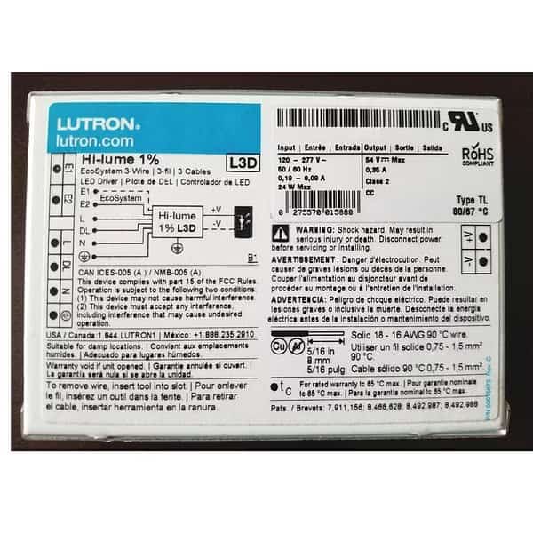 LED Driver,120 to 277VAC,30V to 54VDC, Mfr#: L3DA4U1UKS-FA070, LUTRON