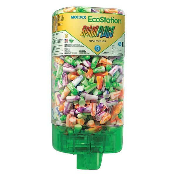 Disposable Uncorded Ear Plugs with Dispenser, Bullet Shape, 33 dB, 500 Pairs, Assorted Colors, MOLDEX, Mfr# 6703