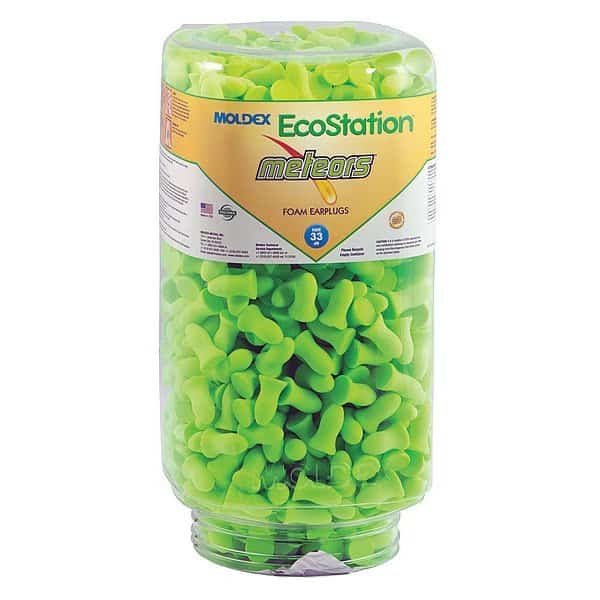 Disposable Uncorded Ear Plug Dispenser Refill, Bell Shape, 33 dB, 500 Pairs, Green
