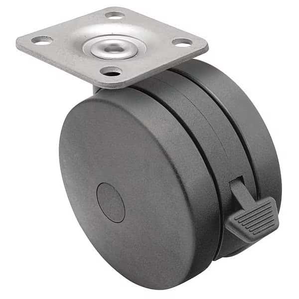 125mm Non-Marking Nylon Swivel Caster, Side Brake, Loads Up To 225 lb