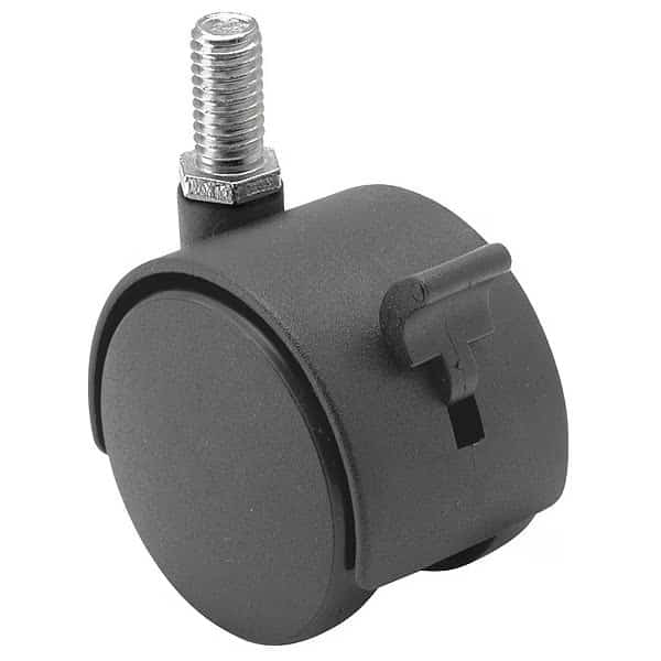 50mm Non-Marking Nylon Swivel Caster, Side Brake, Loads Up To 75 lb, Shepherd Caster, Mfr#: PTW50507BK-B