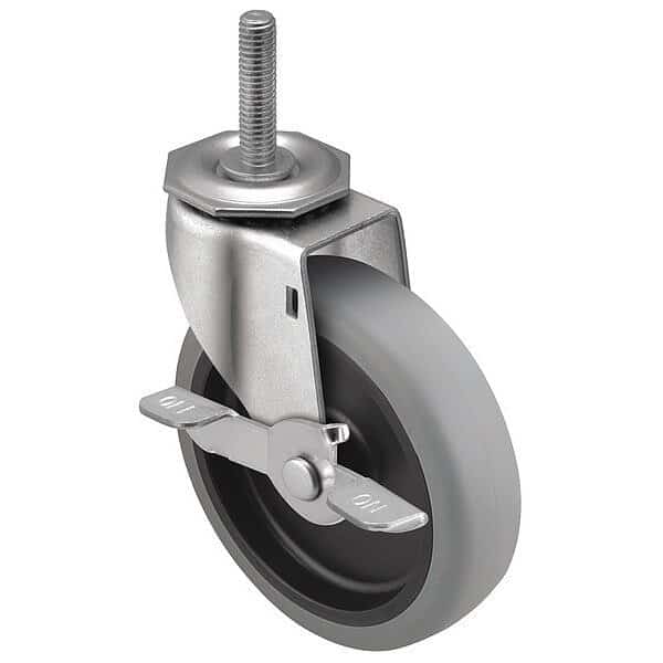 4" X 15/16" Non-Marking Polyurethane Swivel Caster, Tread Lock Brake, Loads Up To 150 lb