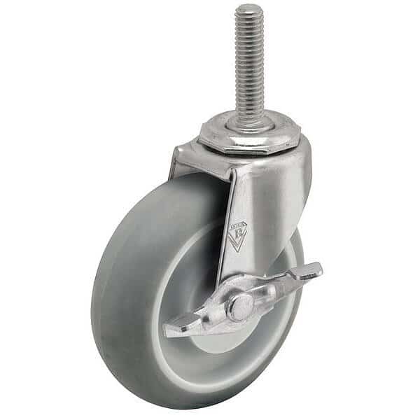 3" X 13/16" Non-Marking Monotech (Donut) Swivel Caster, Side Brake, Loads Up To 120 lb