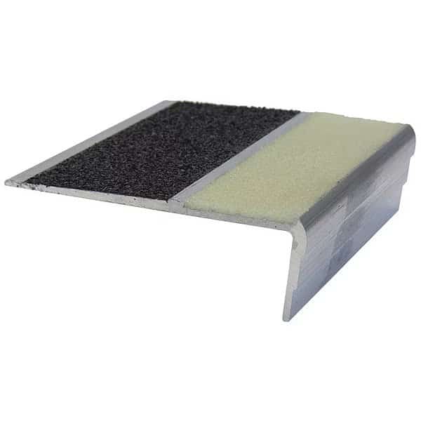 Stair Nosing Extruded Aluminum Black/Glow-in-the-Dark, 60 in W x 1/8 in Thick