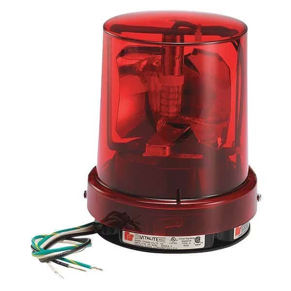 Warning Light,Red,LED,5-1/8" D,6-1/4" H, Mfr#: 121SLED-120R-M1, VITALITE
