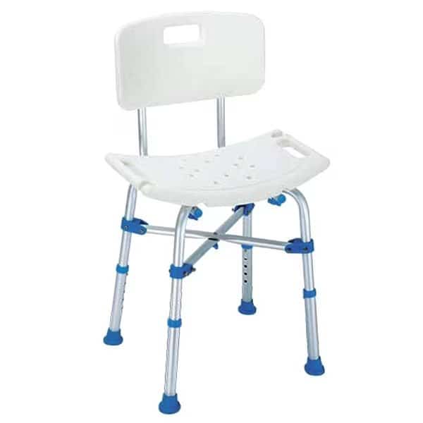 Adjustable Shower Chair, 12 in L, Aluminum, Chrome Plated