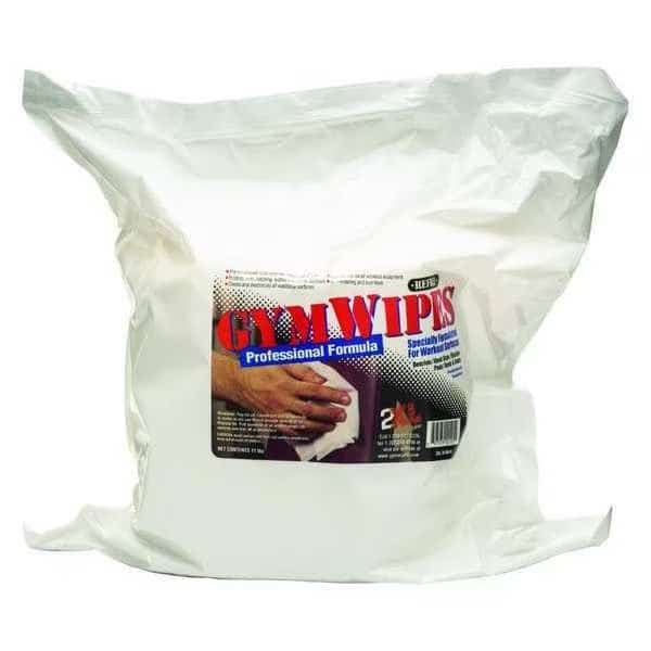 Gym Wipes, Wet Wipes, 700 Wipes/Bag, 12 1/2 in x 11 in, Quat, Unscented, PK4