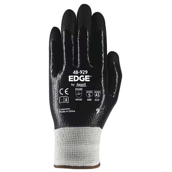 Gloves, Nitrile, Rough, Palm, Black/Red, 8 1 PR