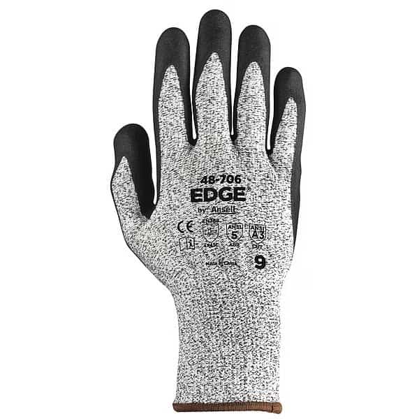 EDGE, Cut-Resistant Gloves, 1 PR, Black/Gray