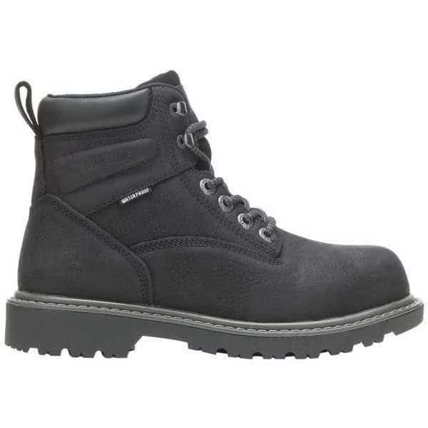 Women's 6-Inch Work Boot, 6 W, Steel Toe, 6 in H, Black, W201153