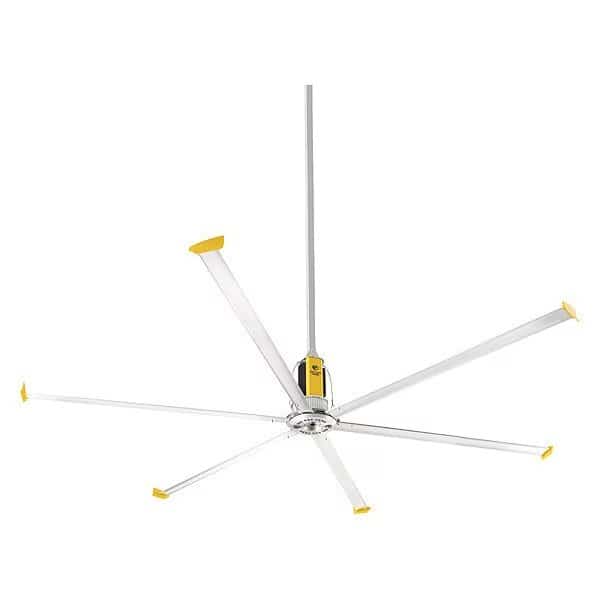 Industrial HVLS Fan, 20 ft Blade Dia, 6 Blades, Variable Speeds, 380 to 480V AC, Powder Coated