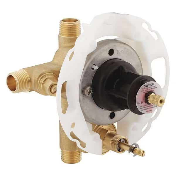 1/2" pressure-balancing valve with push-button diverter and screwdriver stops, Not Applicable