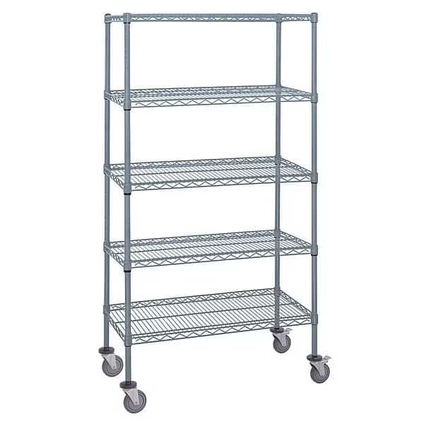Mobile Stem Caster Cart, Gray, 5 Shelves