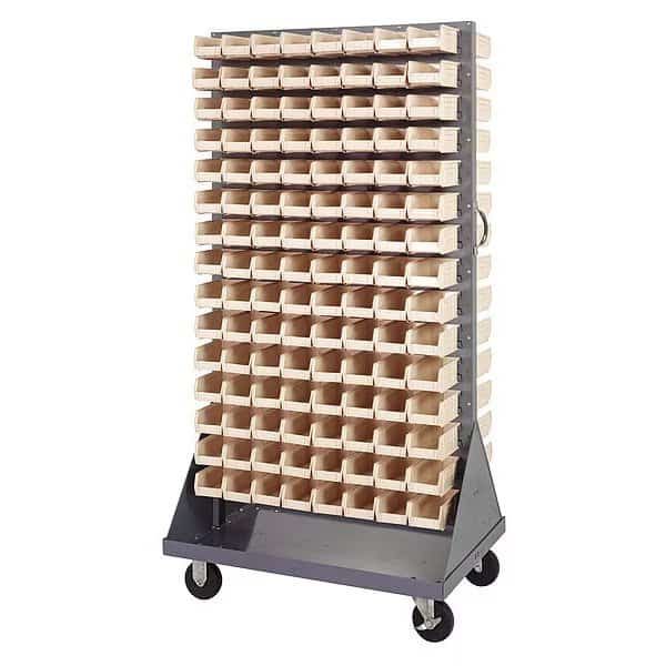 Steel Mobile Louvered Floor Rack, 36 in W x 24 in D x 72 in H, Gray