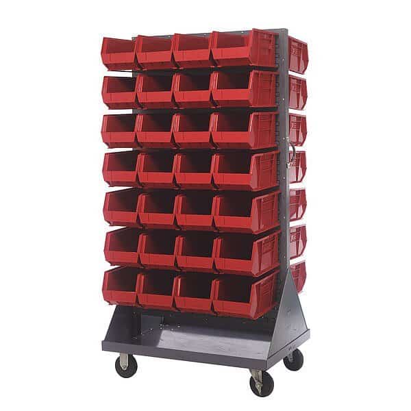 Steel Mobile Louvered Floor Rack, 36 in W x 24 in D x 72 in H, Gray
