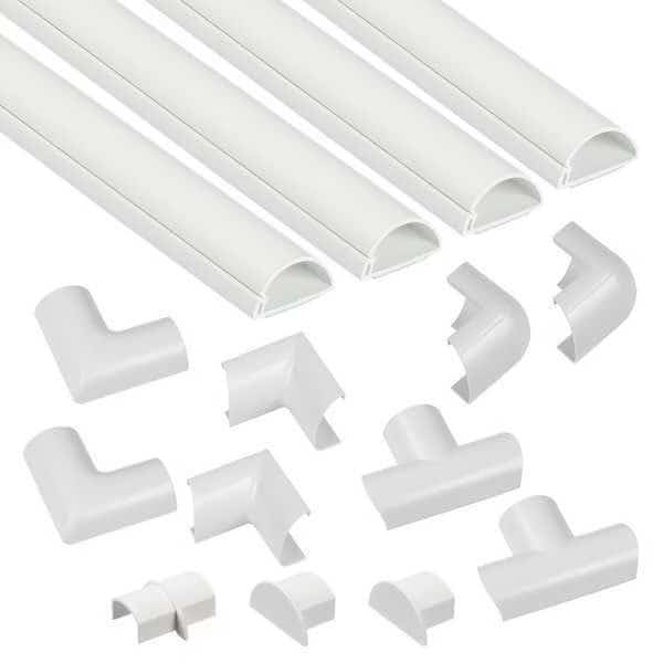 Cover Plate Raceway, Mini Series, 4 Channel, 1-3/16 in W, 9/16 in H, 20 ft L, White