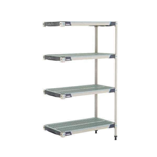 Plastic Industrial Shelving, 36 in D, 18 in W, 62 in H, 4 Shelves, Blue/Taupe