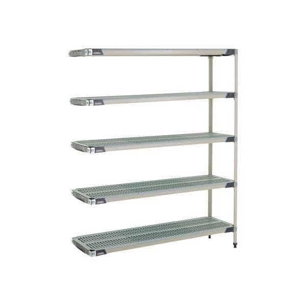 Plastic Industrial Shelving, 60 in D, 18 in W, 74 in H, 5 Shelves, Blue/Taupe