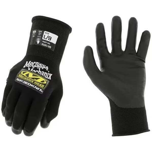 Knit Gloves, Water-Based Polyurethane, Smooth, Palm, 4 Abrasion Level, Black, S (7) 1 PR