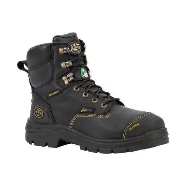 Men's 6-Inch Work Boot, 10 1/2 D, Steel Toe, 7 in H, Black, 55346S