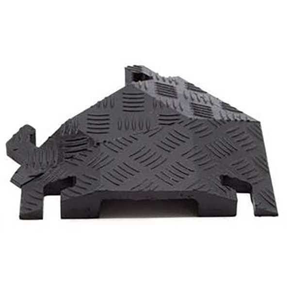 Cable Protector 45 Deg Left Turn, 1-1/2 in H, 12 in L, 10-1/4 in W, 1 Channel, Polyurethane, Black