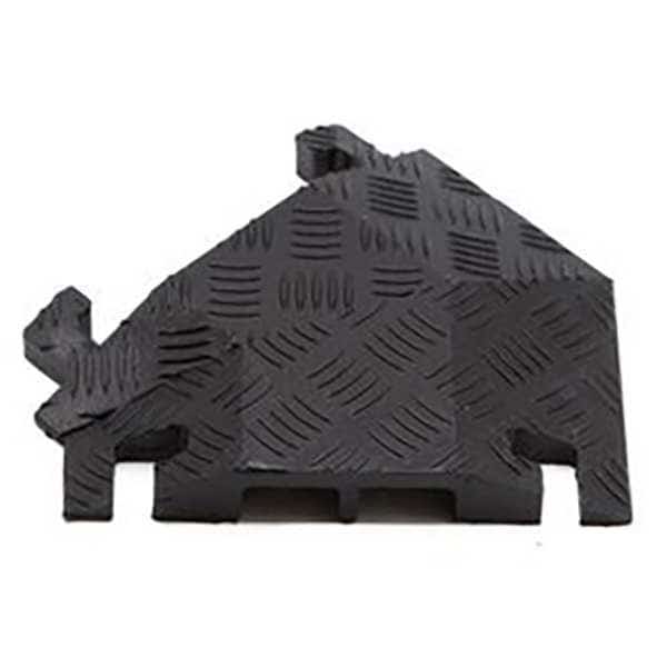 Cable Protector 45 Deg Left Turn, 1-1/2 in H, 12 in L, 10-1/4 in W, 2 Channel, Polyurethane, Black