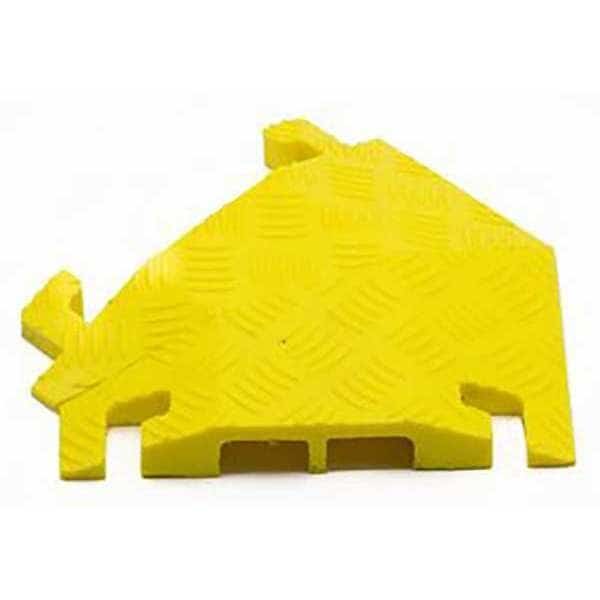 Cable Protector 45 Deg Left Turn, 1-1/2 in H, 12 in L, 10-1/4 in W, 2 Channel, Polyurethane, Yellow