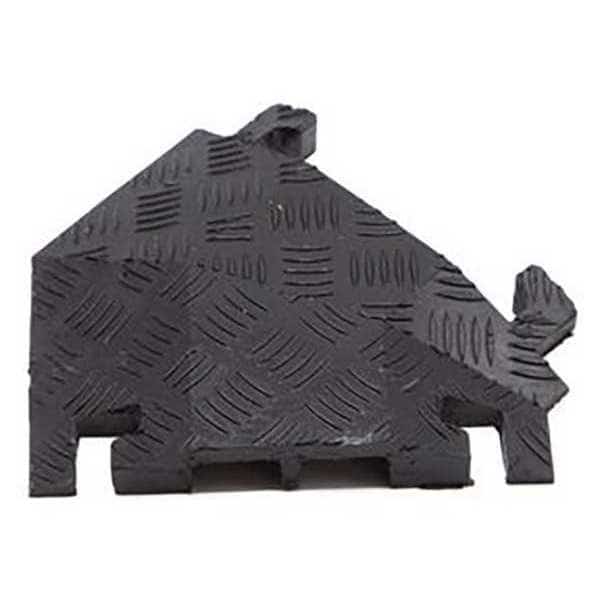 Cable Protector 45 Deg Right Turn, 1-1/2 in H, 12 in L, 10-1/4 in W, 2 Channel, Polyurethane, Black