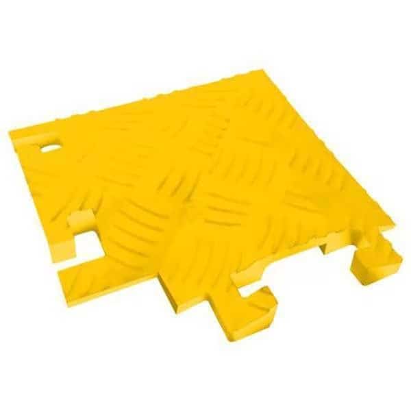 Cable Protector 90 Deg Left Turn, 1-1/2 in H, 12 in L, 12 in W, 1 Channel, Polyurethane, Yellow