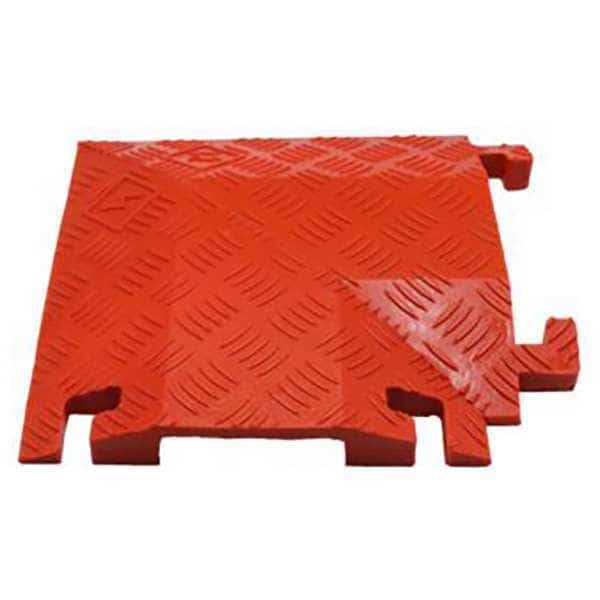 Cable Protector 90 Deg Right Turn, 1-1/2 in H, 12 in L, 12 in W, 1 Channel, Polyurethane, Orange