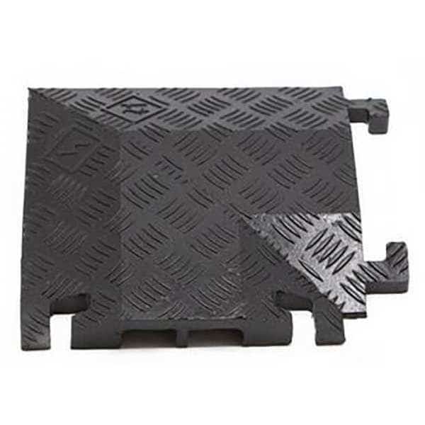 Cable Protector 90 Deg Right Turn, 1-1/2 in H, 12 in L, 12 in W, 2 Channel, Polyurethane, Black