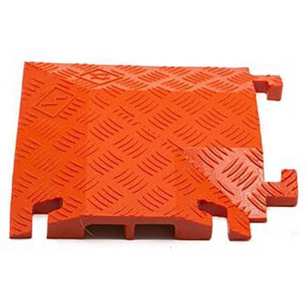 Cable Protector 90 Deg Right Turn, 1-1/2 in H, 12 in L, 12 in W, 2 Channel, Polyurethane, Orange