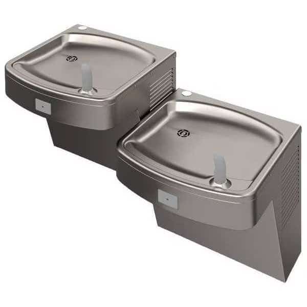 On-Wall Two-Level Drinking Fountain, 2 Level, 18 1/2 in D, 37 1/8 in W