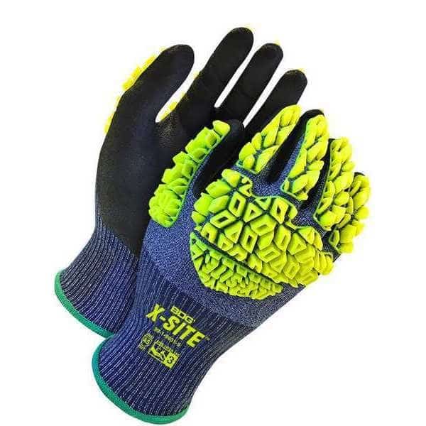 Cut-Resistant Impact Gloves, Nitrile, Sandy, Palm, Not Rated Abrasion Level, Black/Blue/Yellow, , XS