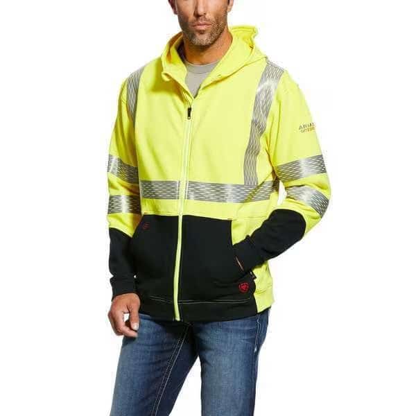 Flame-Resistant Full Zip Hoodie, 28 cal/sq cm, L, 12 oz Zipper Closure