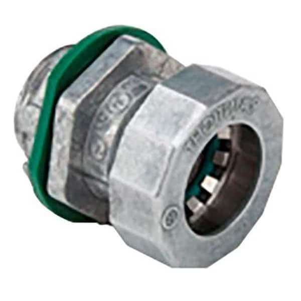 EMT Grounding Connector, 1/2 in, Push-On; Threaded, Zinc Alloy, Plain