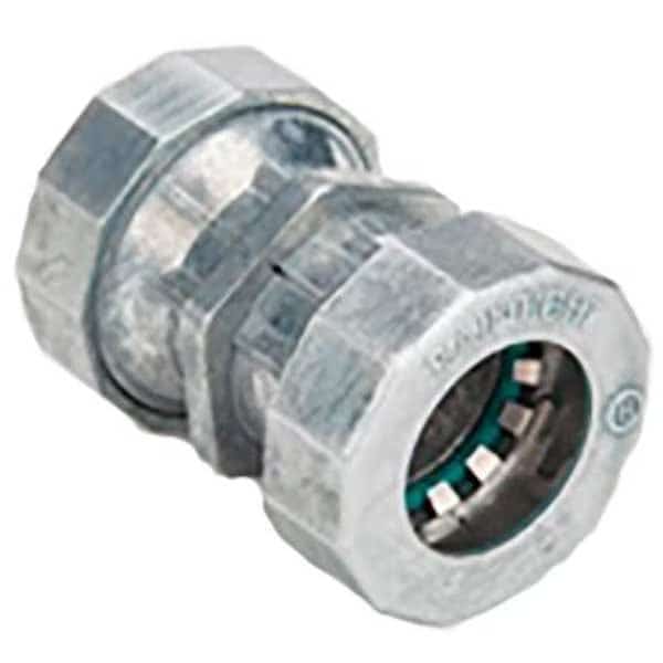 EMT Coupling, 1/2 in, Push-On; Threaded, Zinc Alloy, Plain