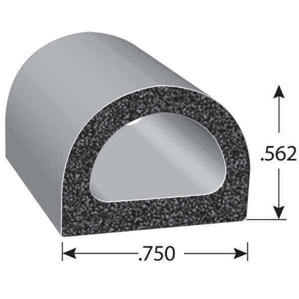 Seal, EPDM Rubber, Black, 50 ft L