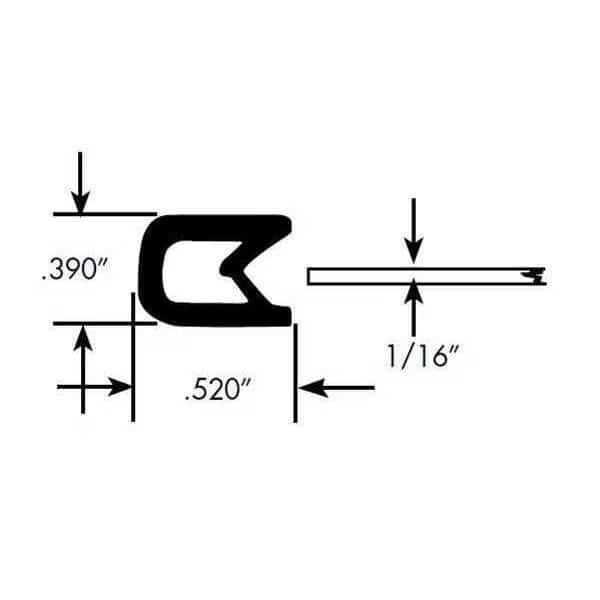 Edge Trim, PVC, 50 ft Length, 3/8 in Overall Width, Style: Edge Trim