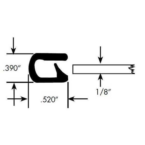 Edge Trim, PVC, 50 ft Length, 3/8 in Overall Width, Style: Edge Trim