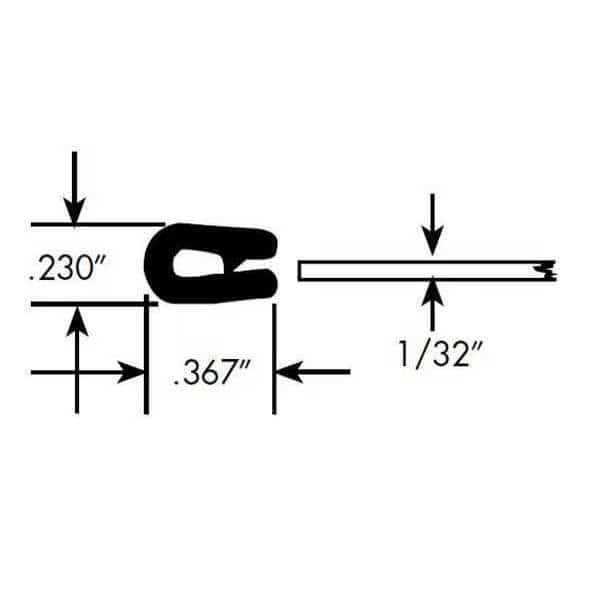 Edge Trim, PVC, 10 ft Length, 1/4 in Overall Width, Style: Edge Trim